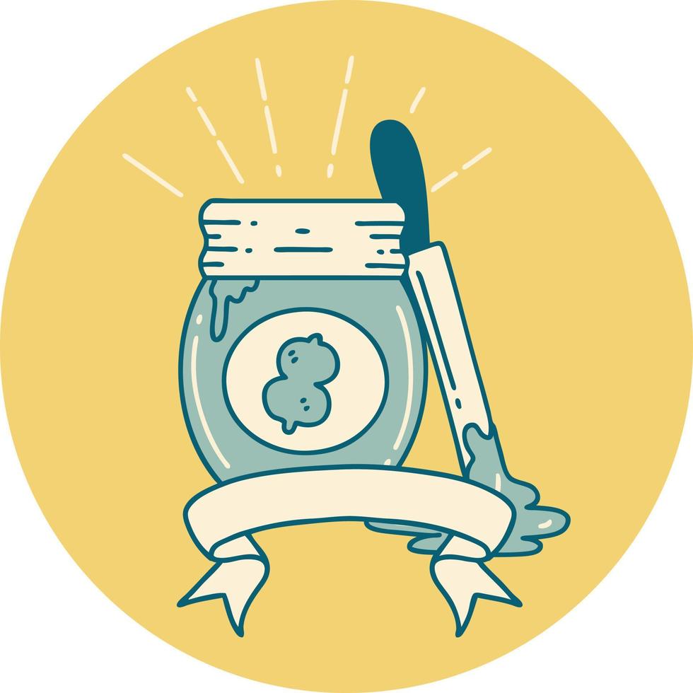 icon of a tattoo style peanut butter vector