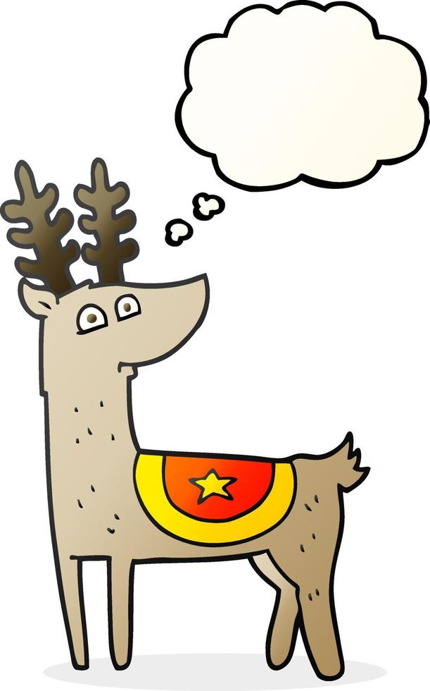 freehand drawn thought bubble cartoon reindeer vector