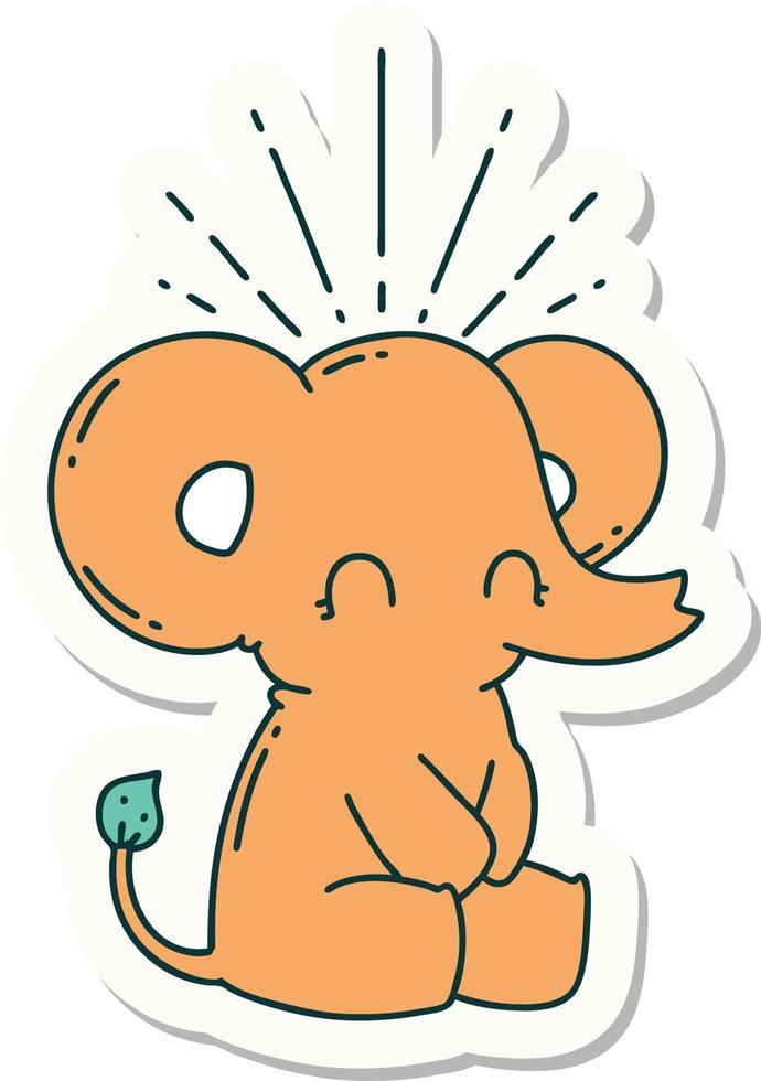 sticker of a tattoo style cute elephant vector