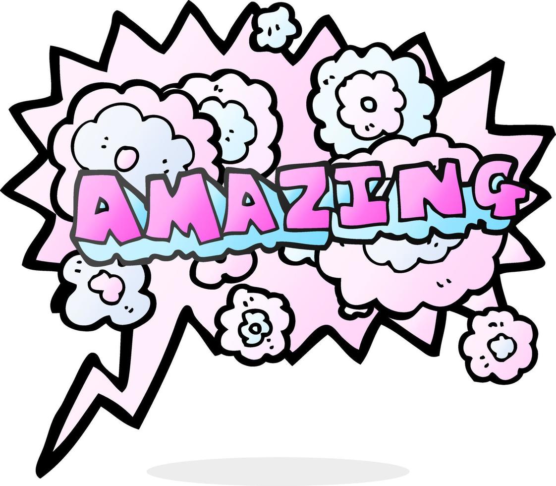 freehand drawn speech bubble cartoon amazing word vector