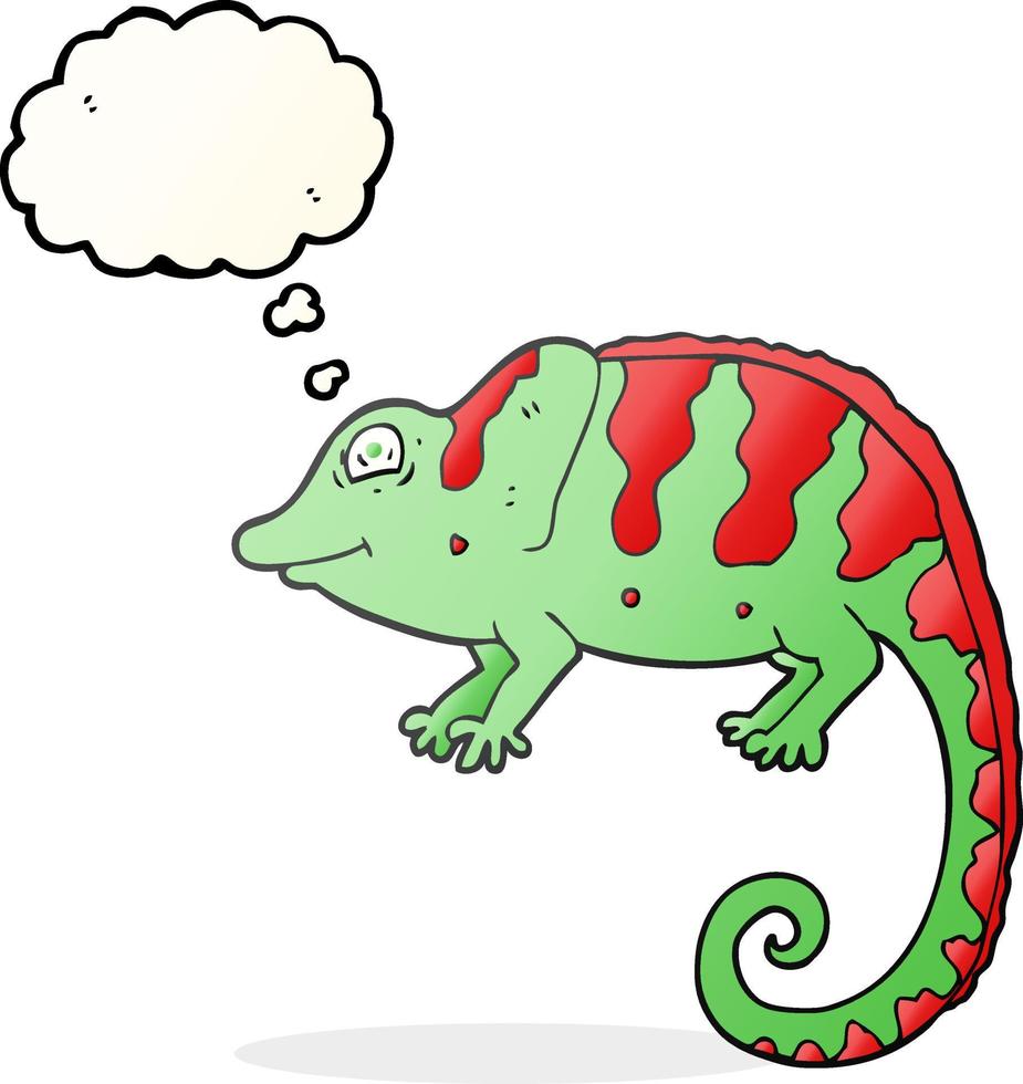 freehand drawn thought bubble cartoon chameleon vector