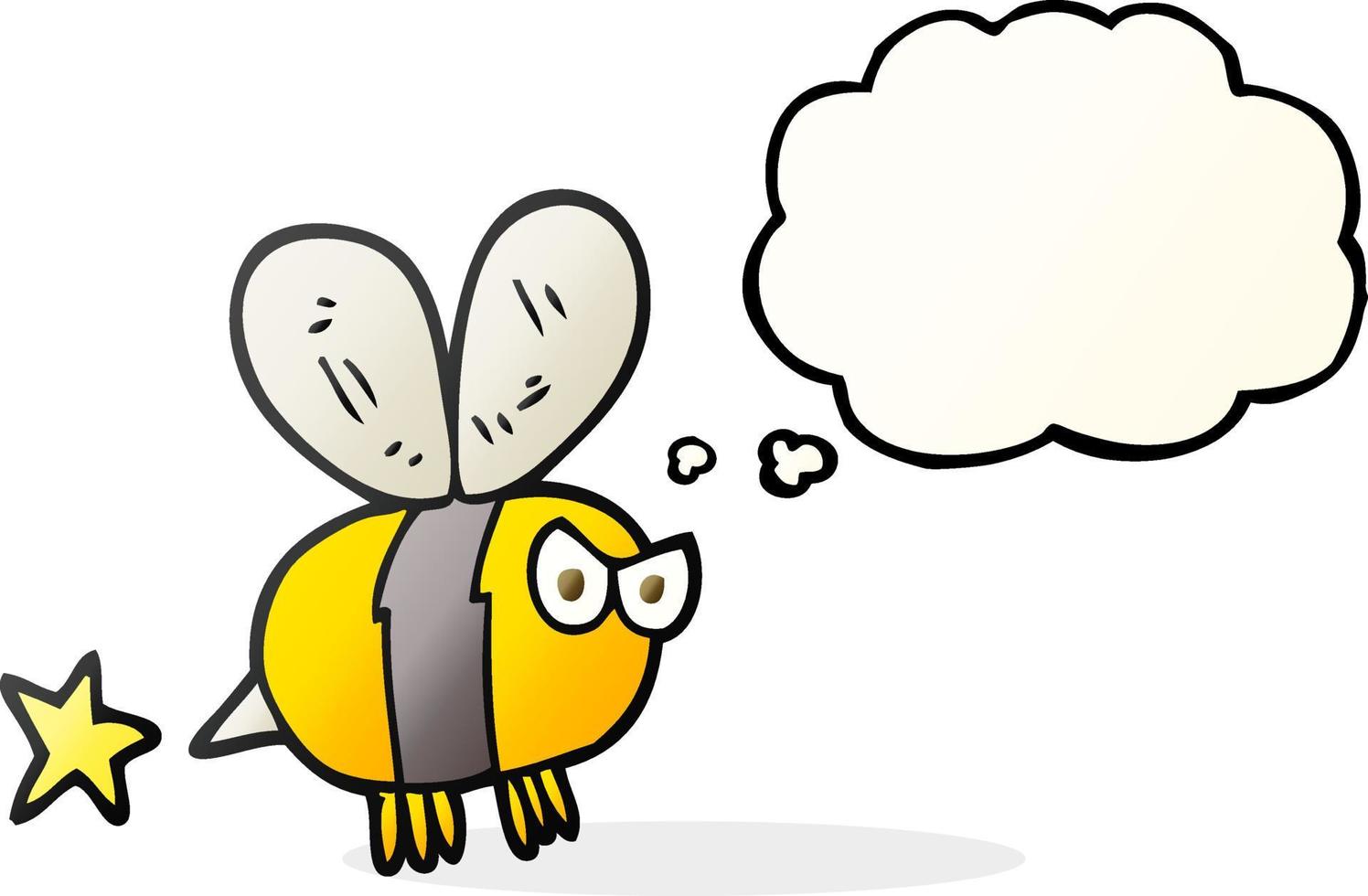 Pensamiento dibujado a mano alzada bubble cartoon enojado abeja vector