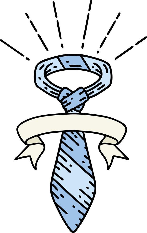 banner de desplazamiento con corbata de oficina estilo tatuaje vector