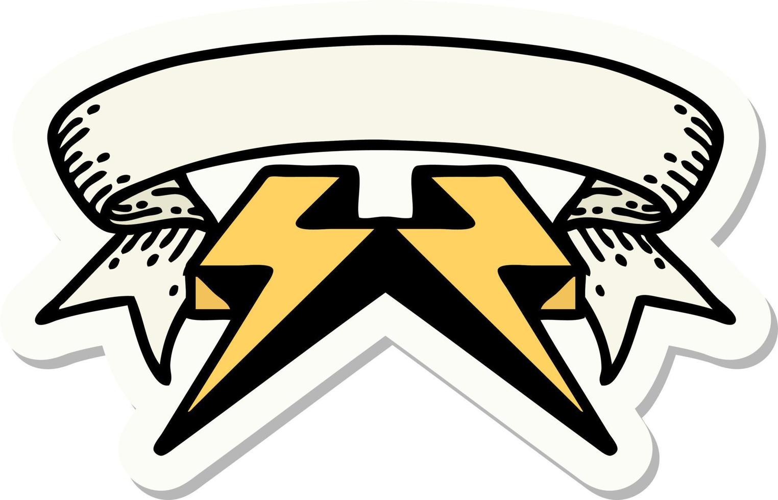 tattoo style sticker with banner of lighting bolt vector