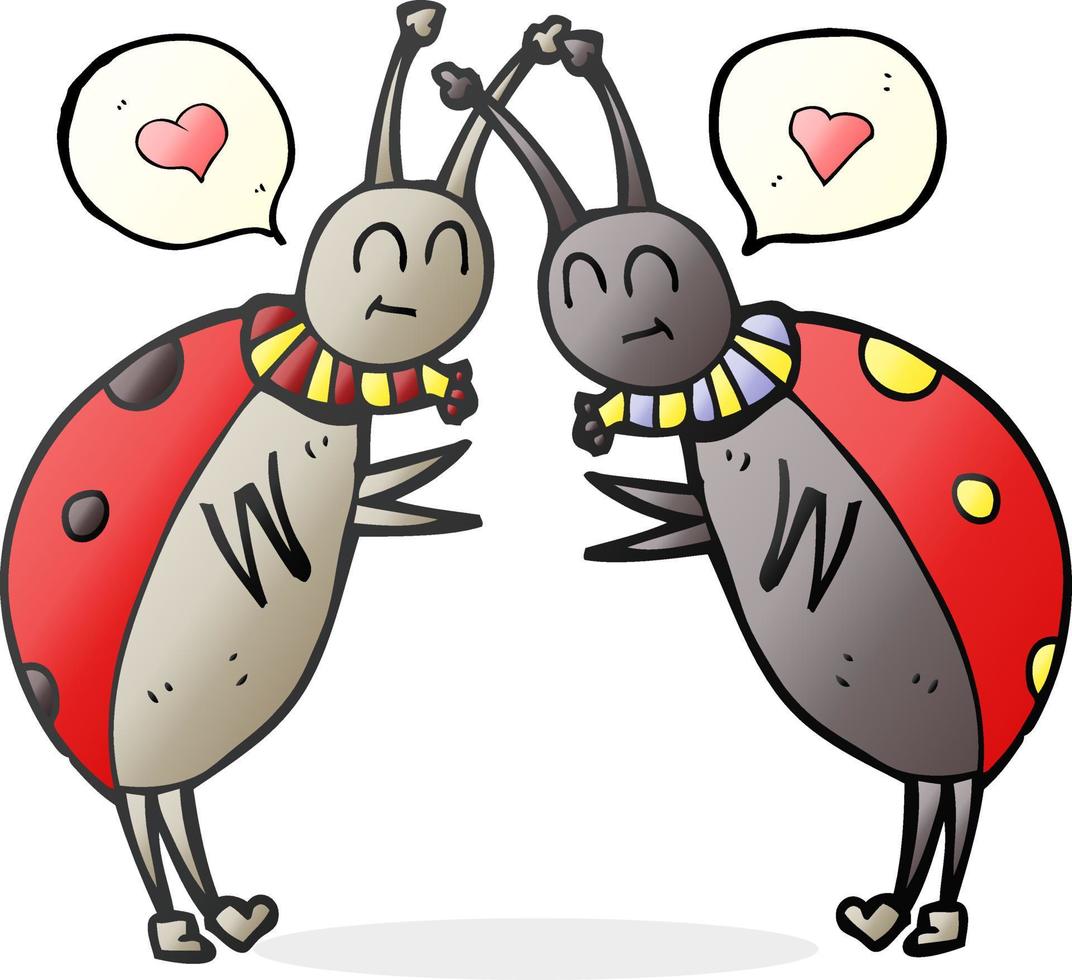 freehand drawn speech bubble cartoon ladybugs greeting vector