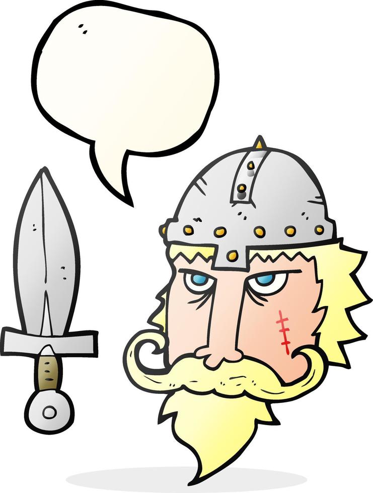 Discurso de burbuja dibujada a mano alzada cartoon guerrero vikingo vector