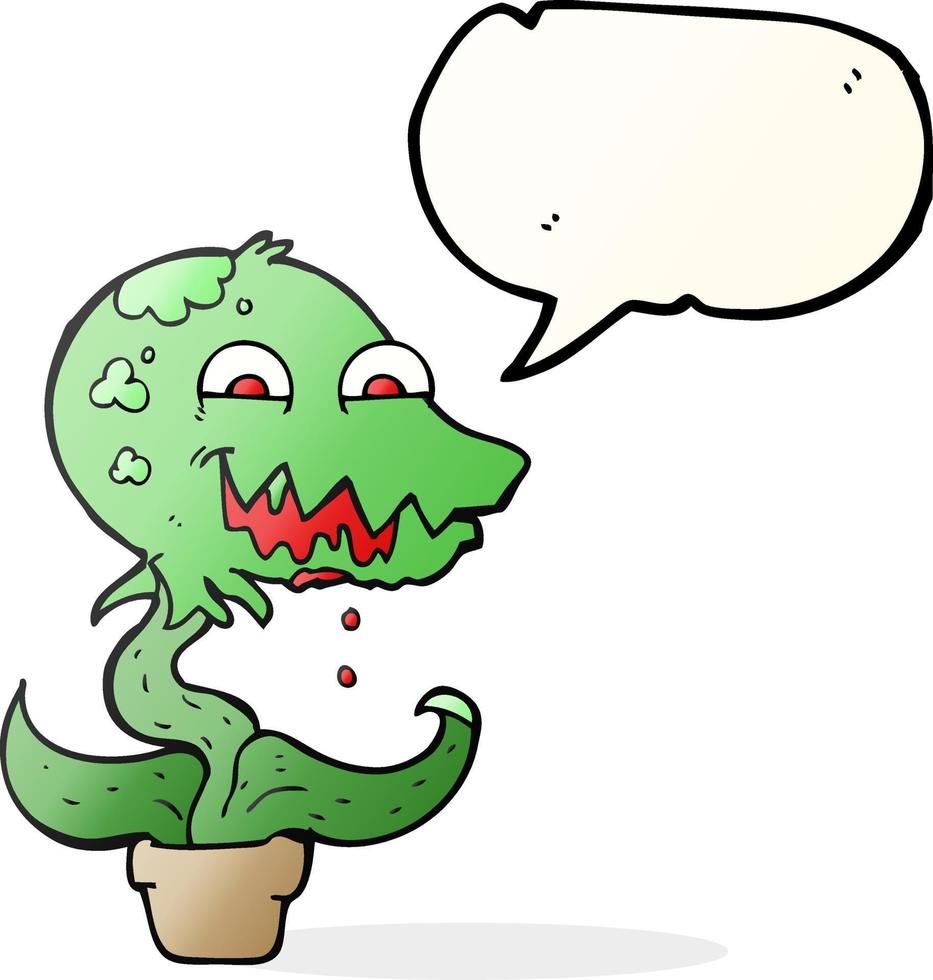 freehand drawn speech bubble cartoon monster plant vector