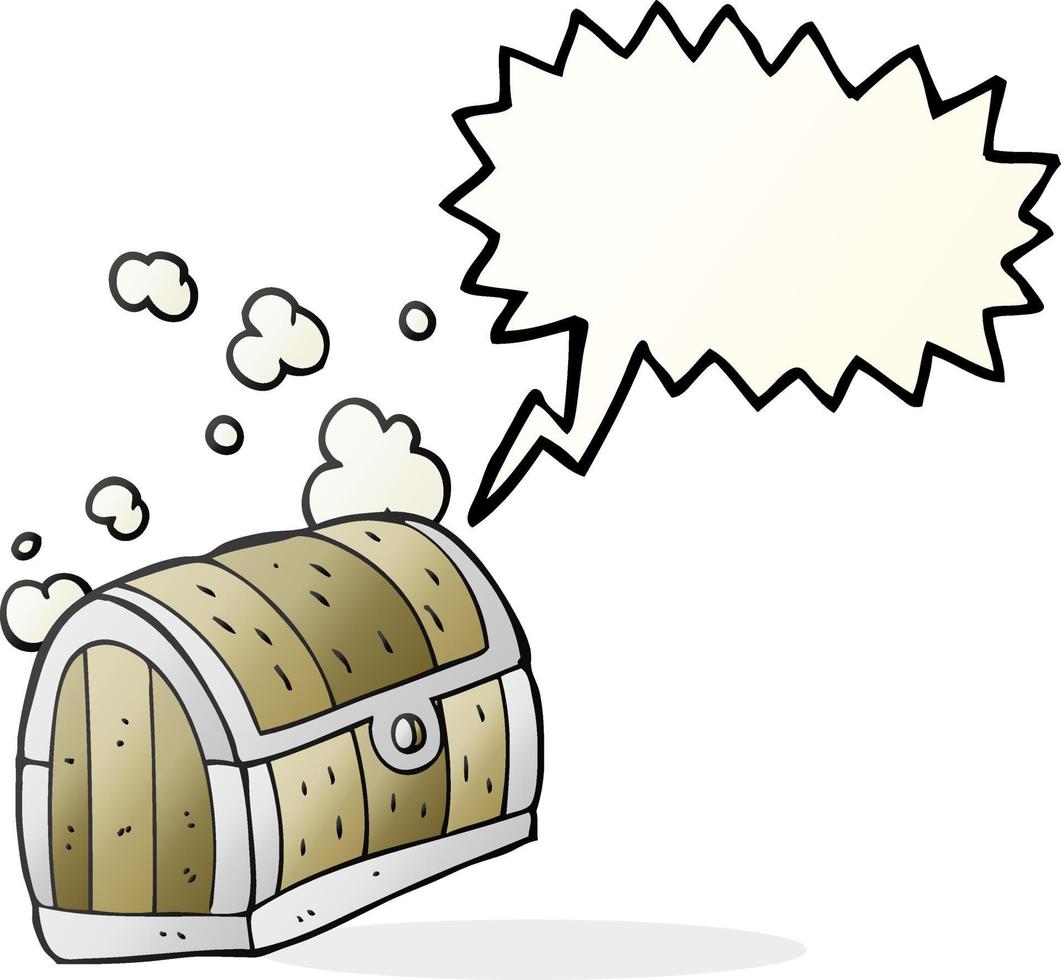 freehand drawn speech bubble cartoon treasure chest vector