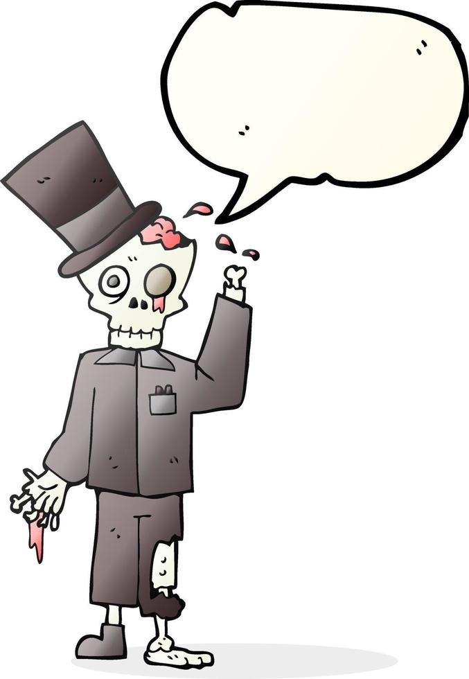 freehand drawn speech bubble cartoon posh zombie vector