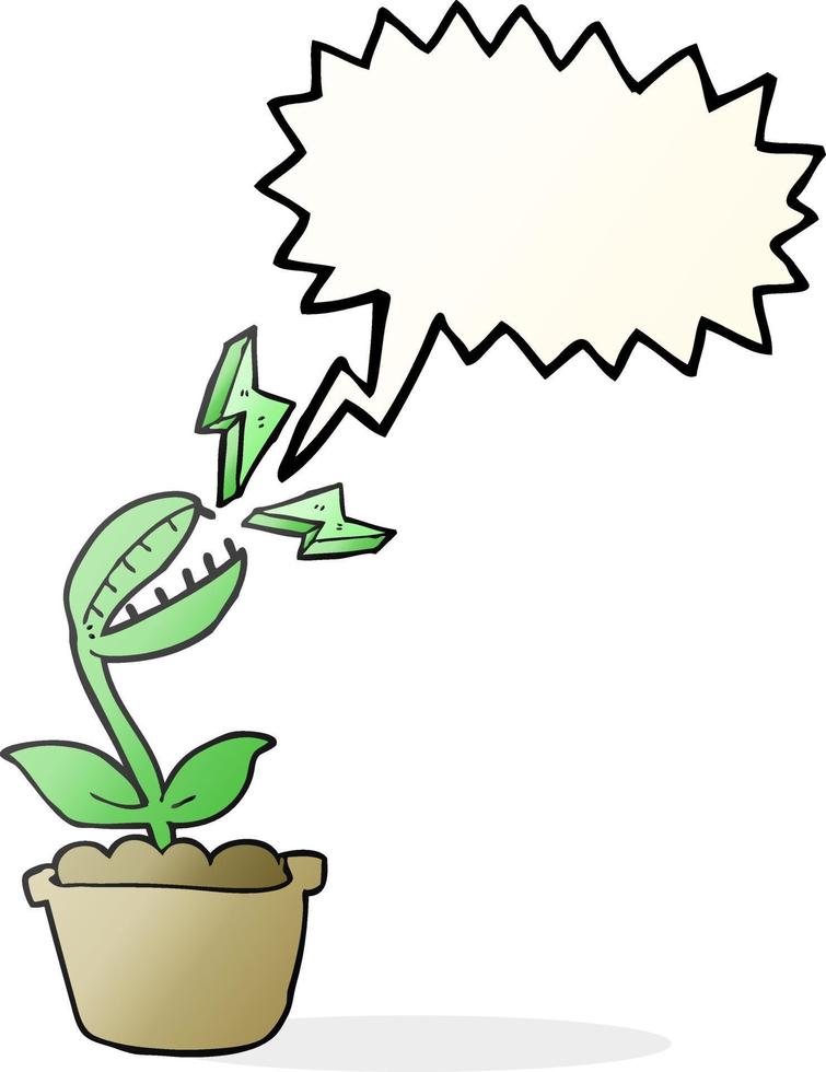 freehand drawn speech bubble cartoon venus fly trap vector