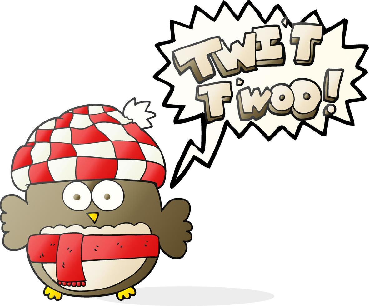 freehand drawn speech bubble cartoon cute owl saying twit twoo vector