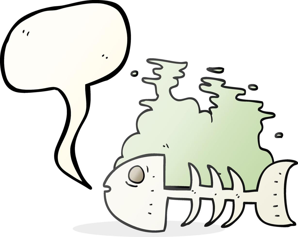 freehand drawn speech bubble cartoon fish bones vector