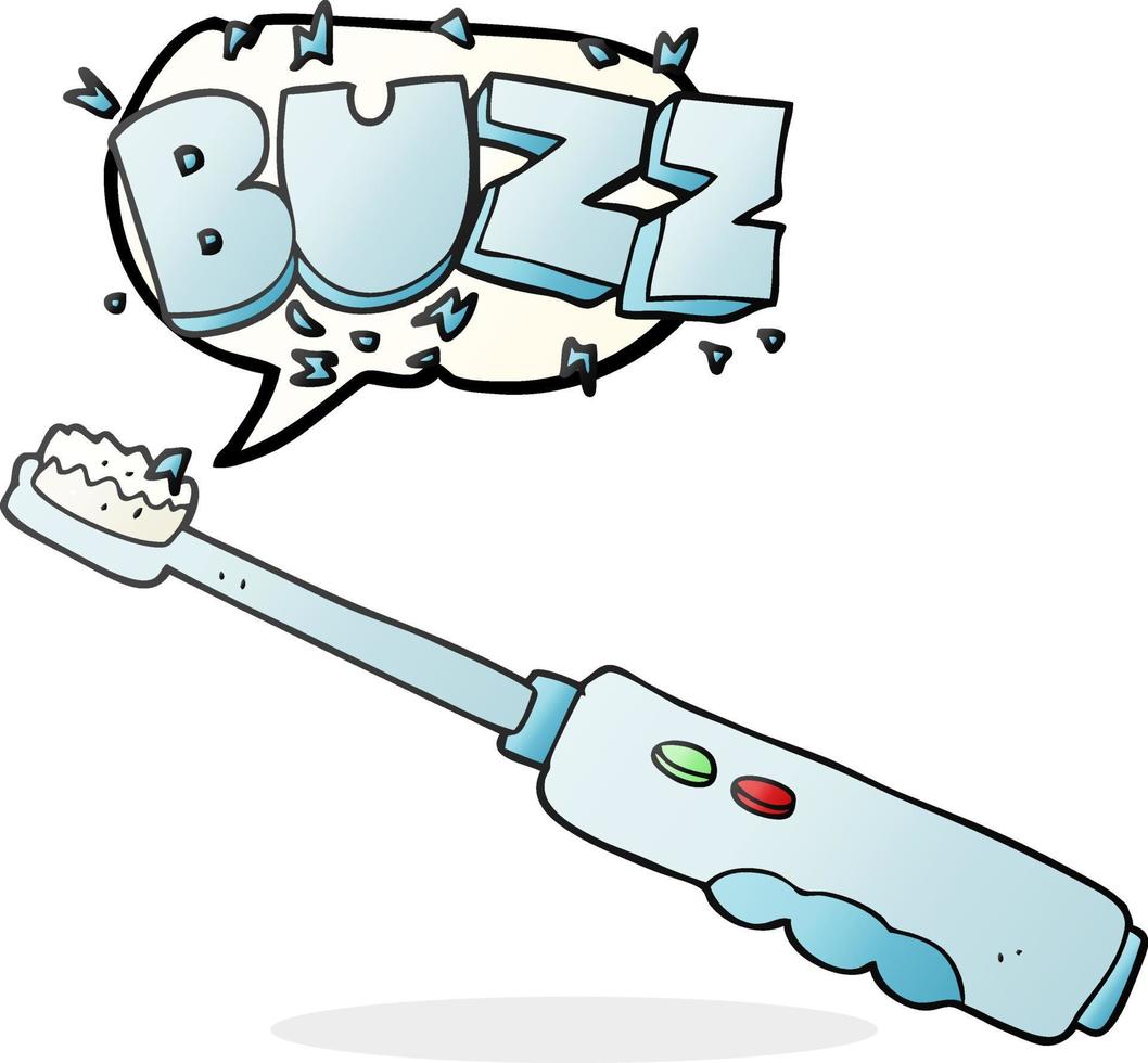 freehand drawn speech bubble cartoon buzzing electric toothbrush vector
