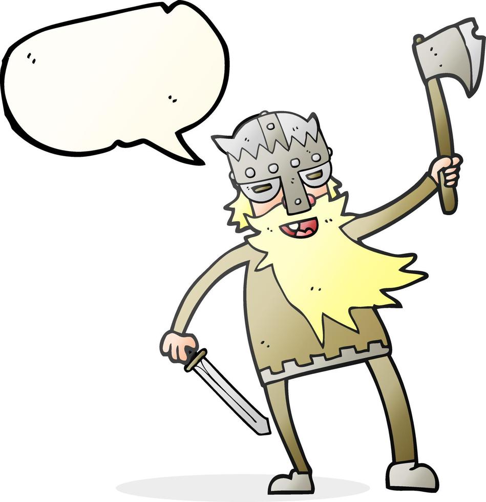 freehand drawn speech bubble cartoon viking warrior vector