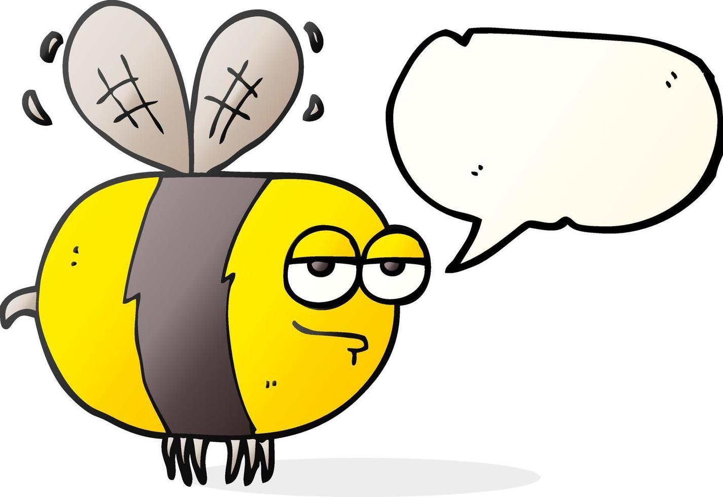 freehand drawn speech bubble cartoon unhappy bee vector