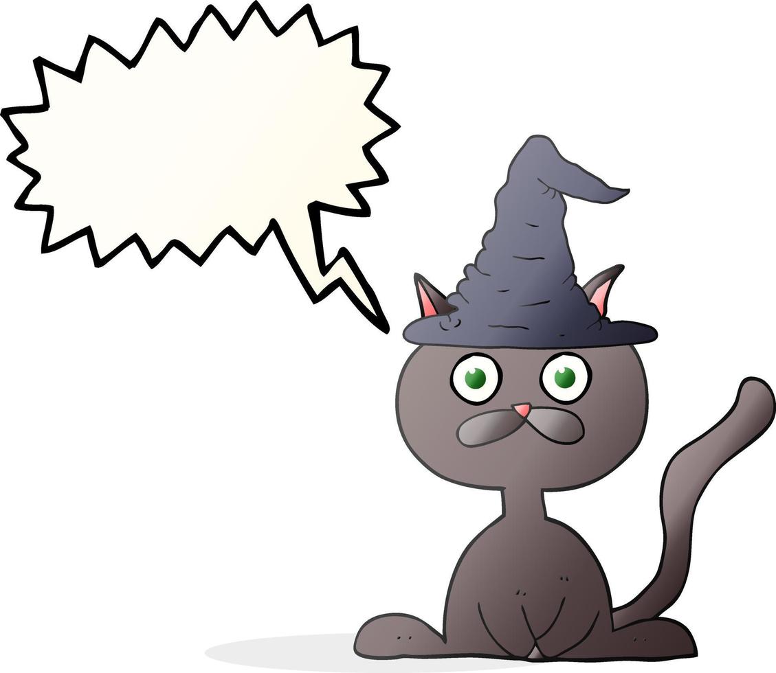 freehand drawn speech bubble cartoon halloween cat vector