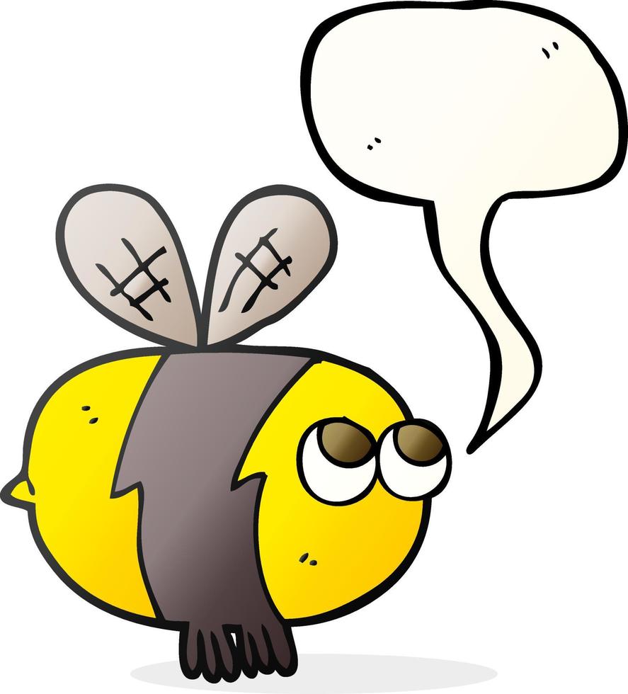 freehand drawn speech bubble cartoon bee vector