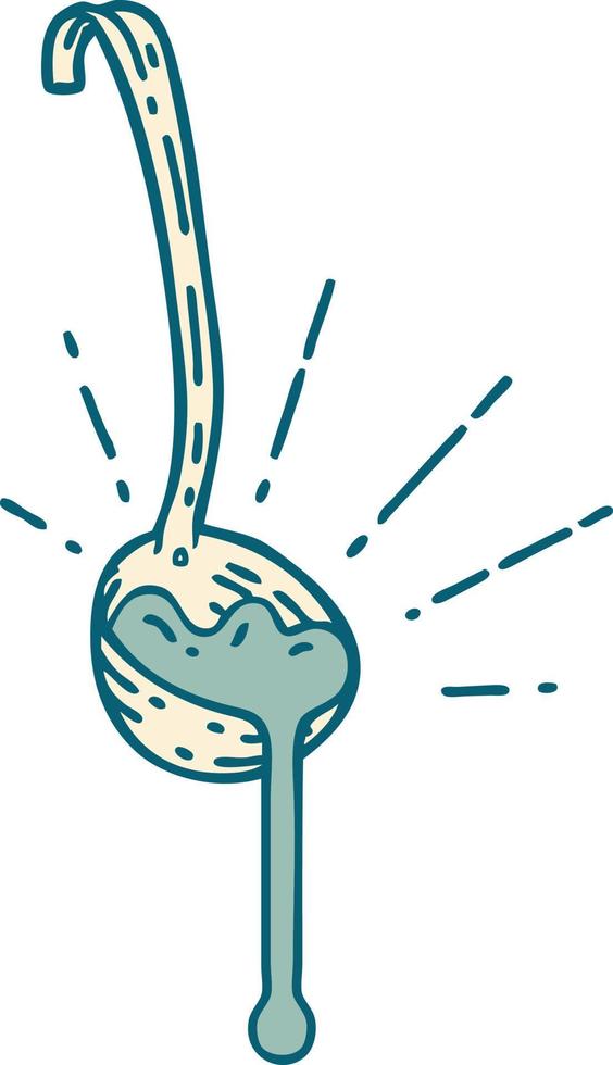 illustration of a traditional tattoo style ladle of gravy vector