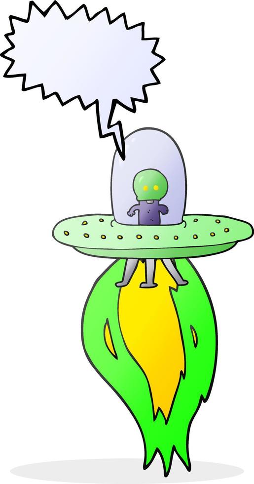 freehand drawn speech bubble cartoon flying saucer vector
