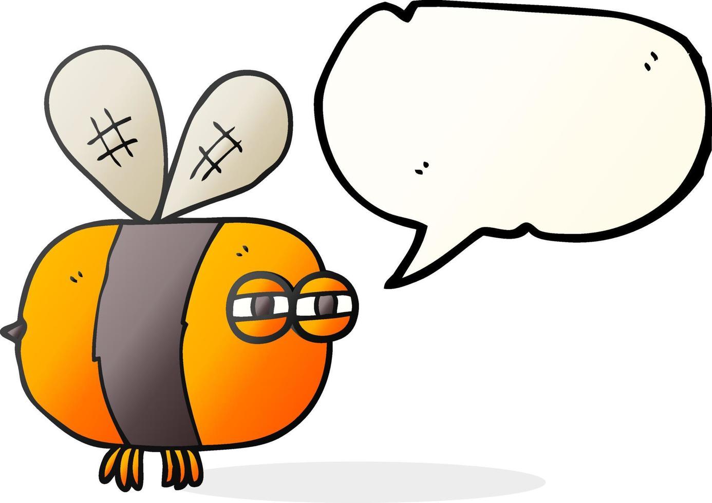 freehand drawn speech bubble cartoon angry bee vector