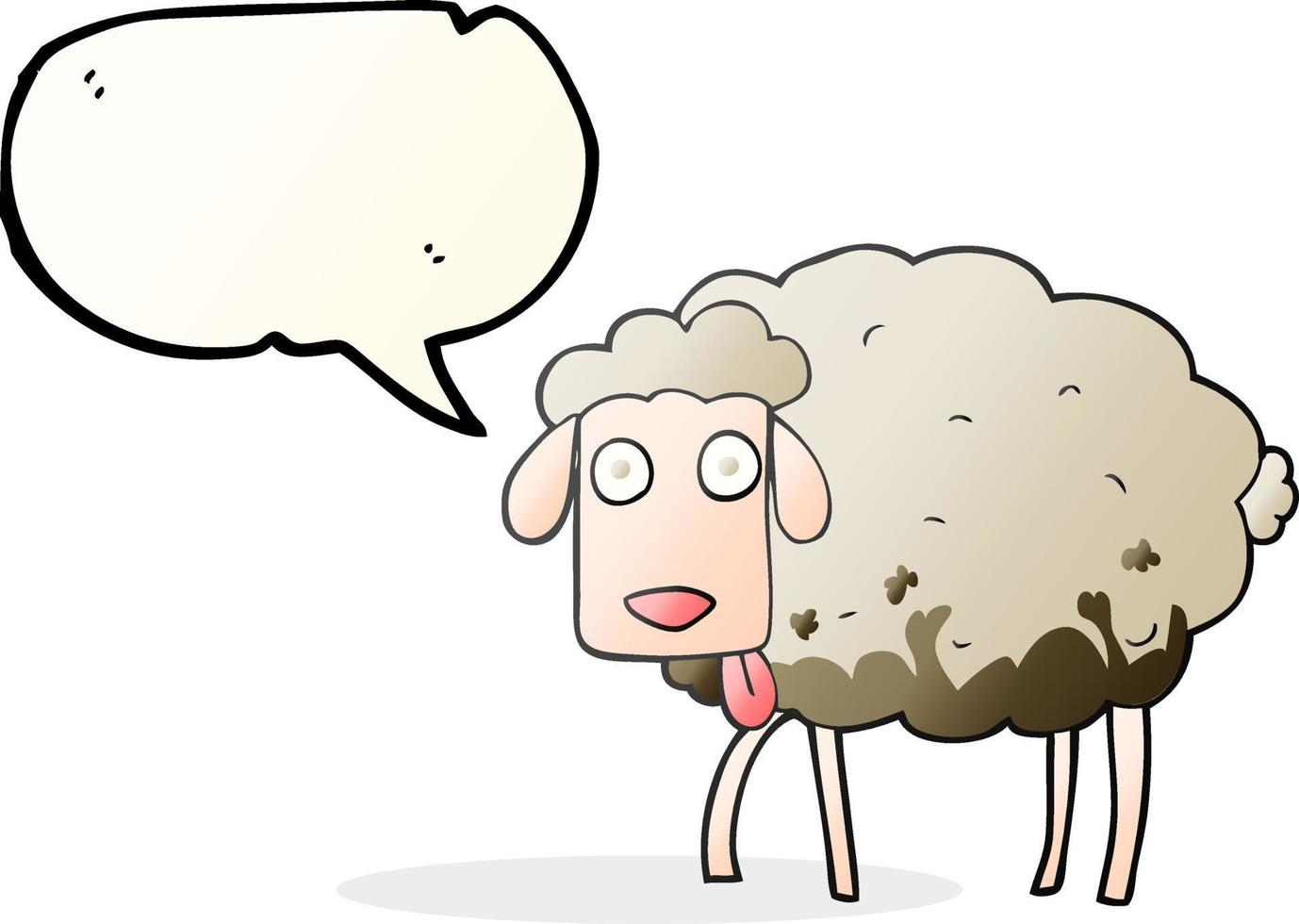 freehand drawn speech bubble cartoon muddy sheep vector