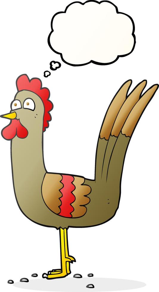 freehand drawn thought bubble cartoon chicken vector