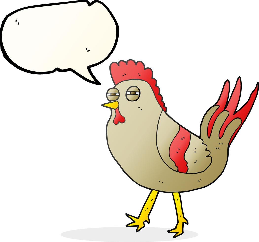 Pollo de dibujos animados de burbujas de discurso dibujado a mano alzada vector