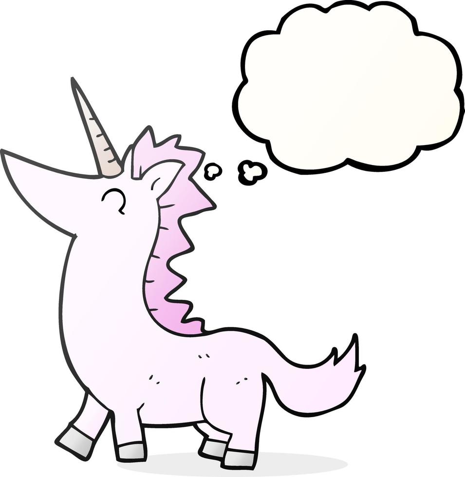 freehand drawn thought bubble cartoon unicorn vector