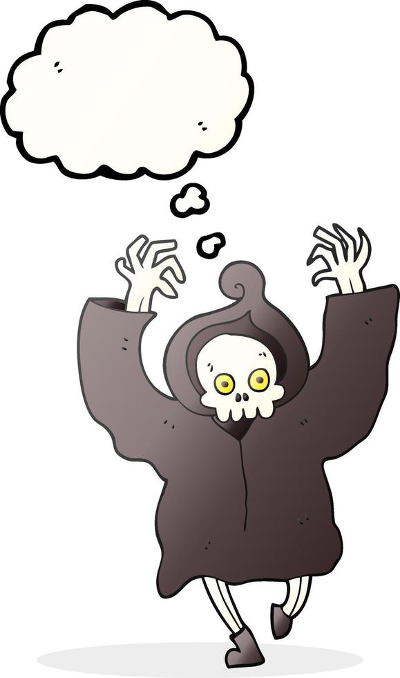 freehand drawn thought bubble cartoon dancing death skeleton vector