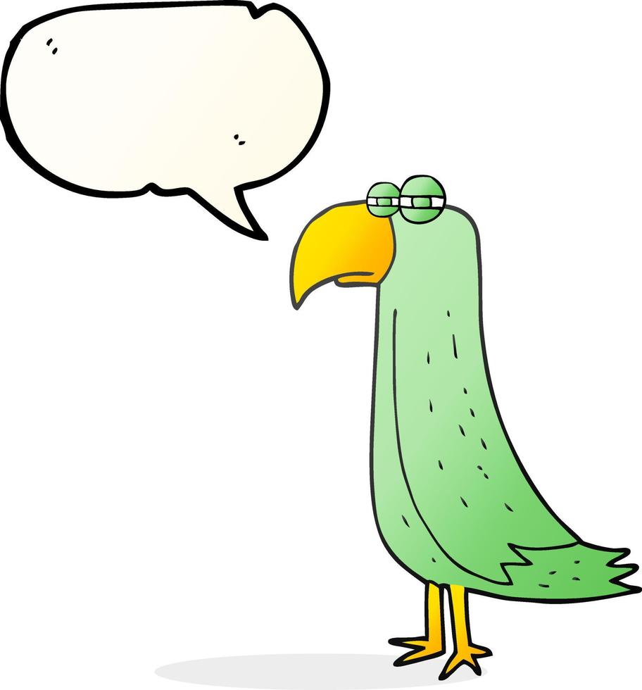 freehand drawn speech bubble cartoon parrot vector