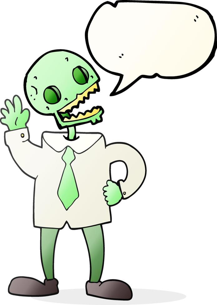 Discurso de burbuja dibujada a mano alzada cartoon zombie empresario vector