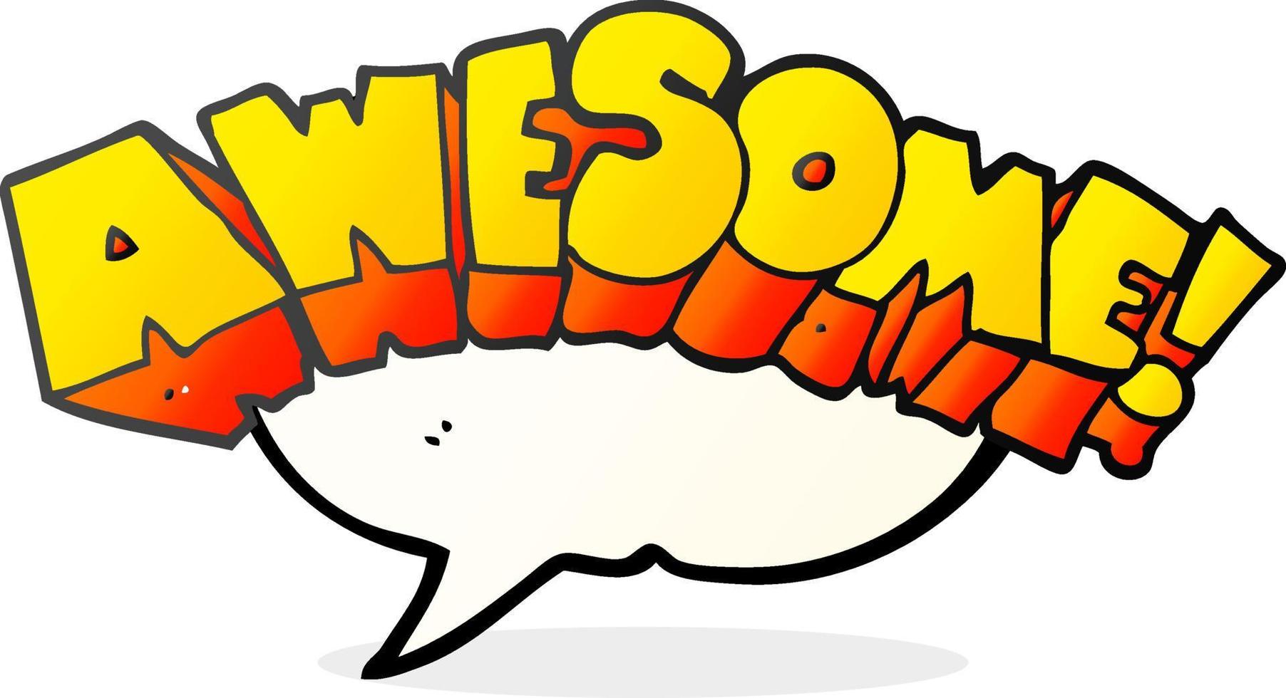 freehand drawn speech bubble cartoon word awesome vector