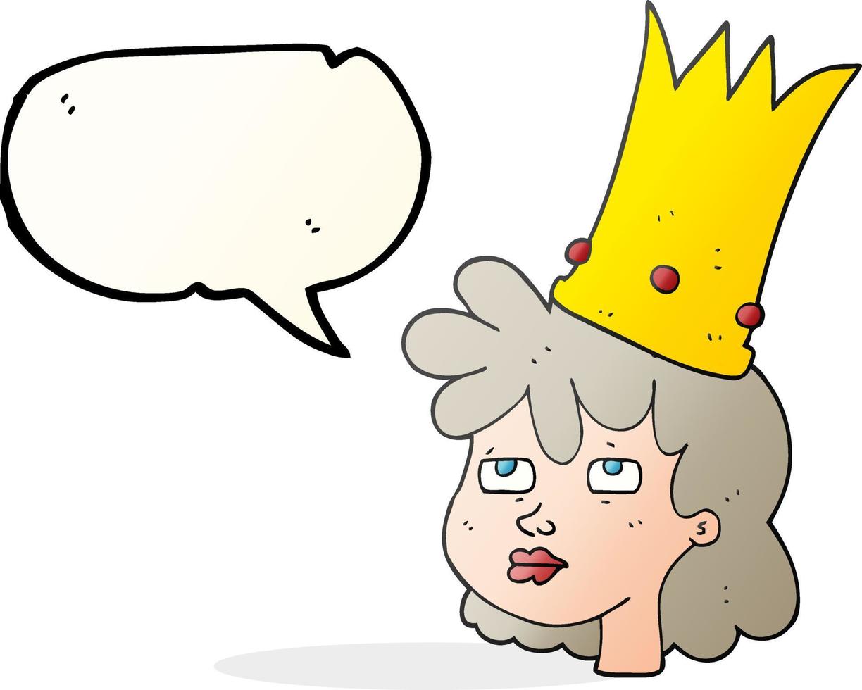 freehand drawn speech bubble cartoon queen with crown vector