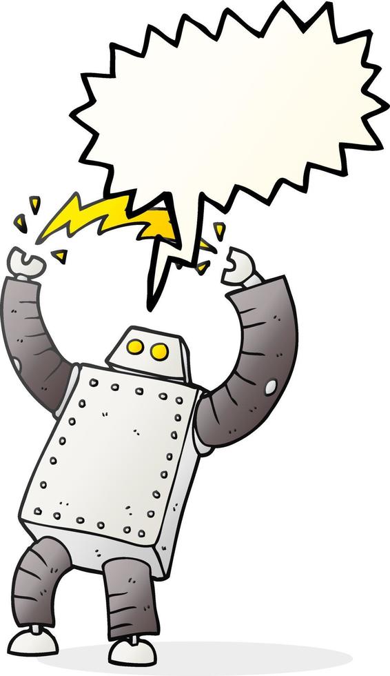 freehand drawn speech bubble cartoon robot vector