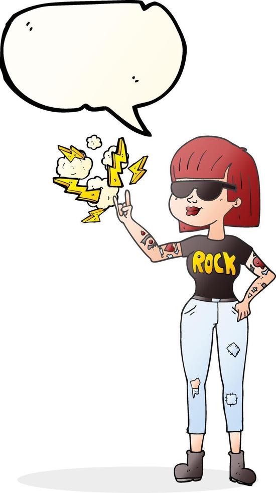 Discurso de burbuja dibujada a mano alzada cartoon rock mujer vector