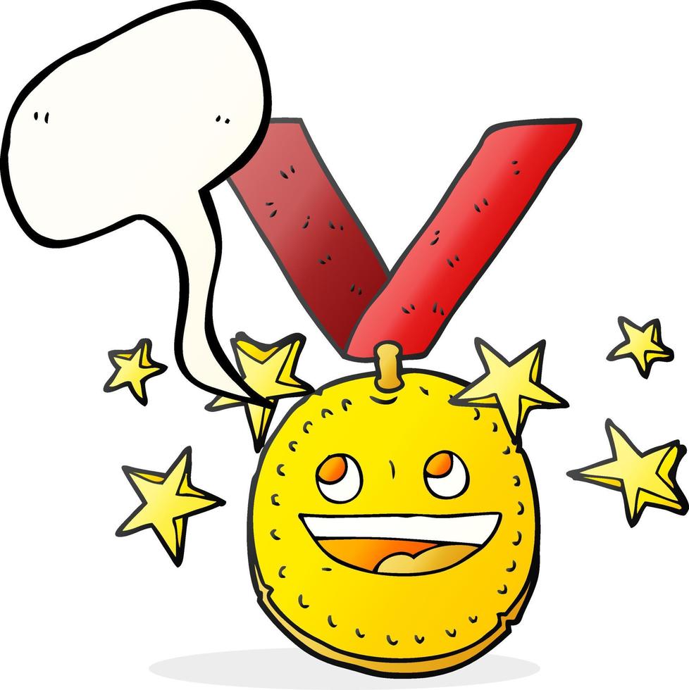 freehand drawn speech bubble cartoon happy sports medal vector