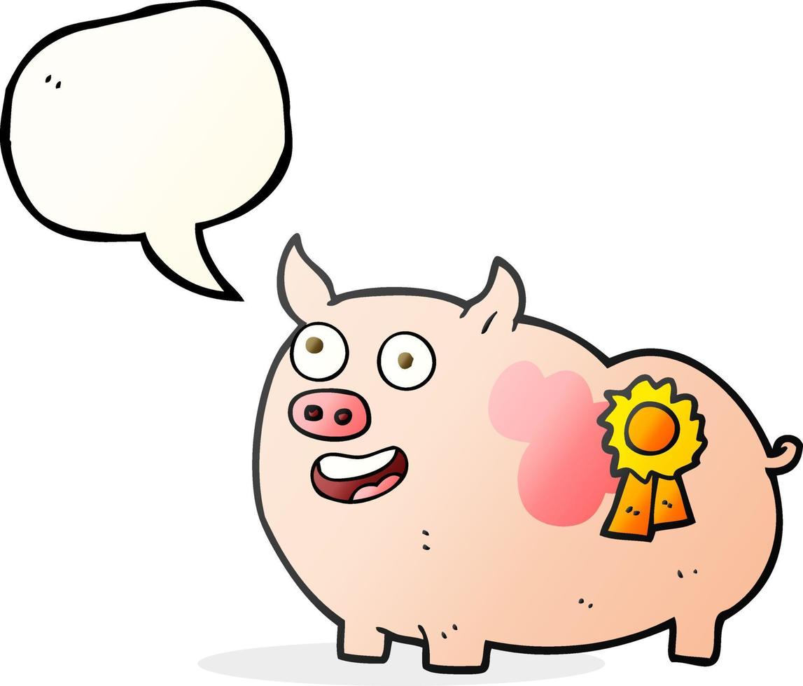 freehand drawn speech bubble cartoon prize winning pig vector