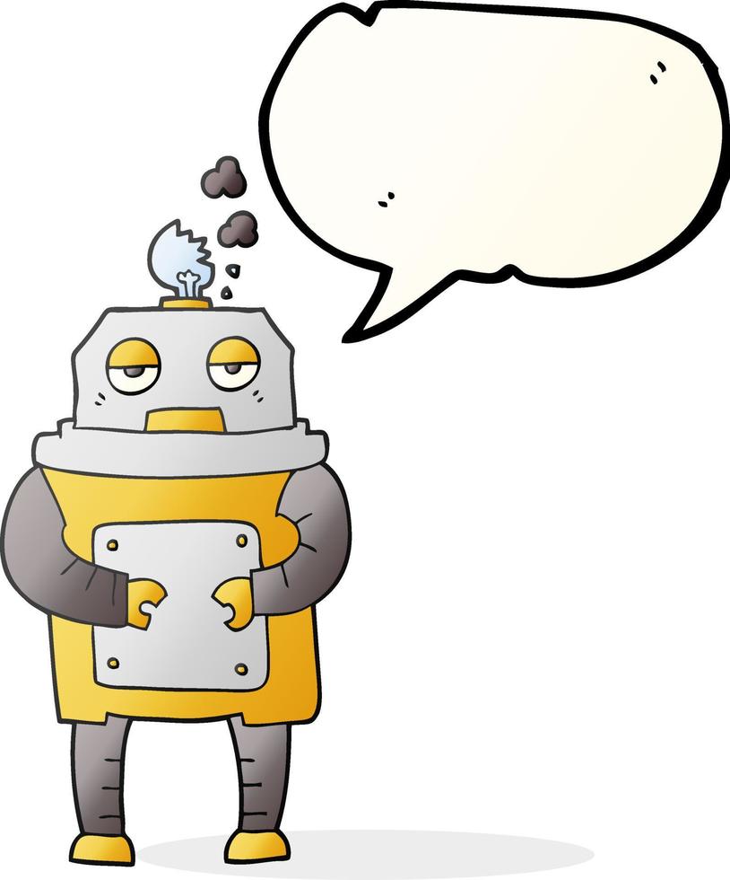 freehand drawn speech bubble cartoon broken robot vector