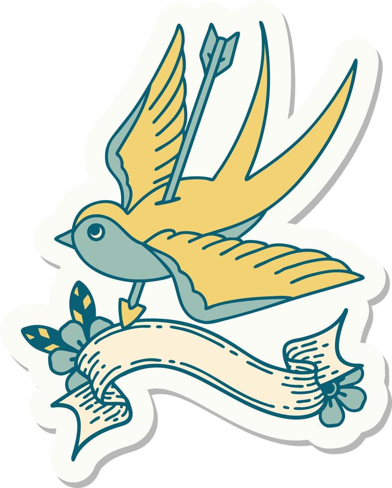 tattoo style sticker with banner of a swallow vector