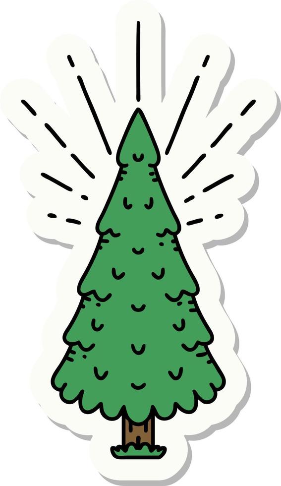 sticker of a tattoo style pine tree vector