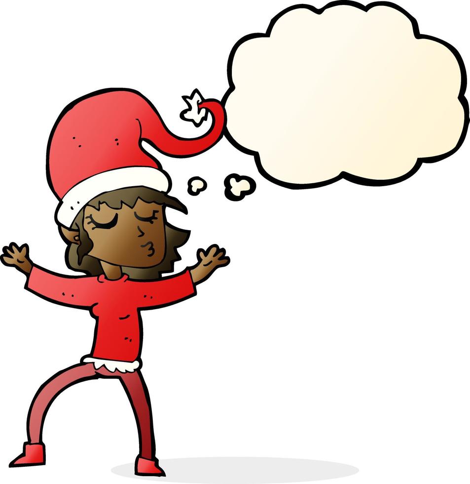 santa s helper cartoon with thought bubble vector