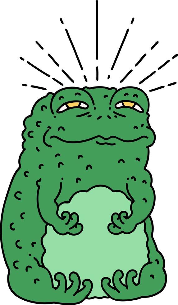 illustration of a traditional tattoo style toad character vector