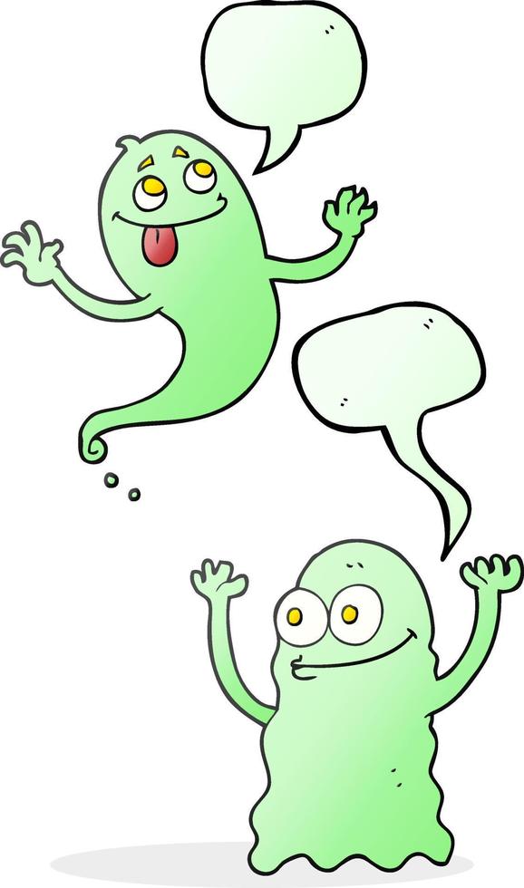 freehand drawn speech bubble cartoon ghosts vector