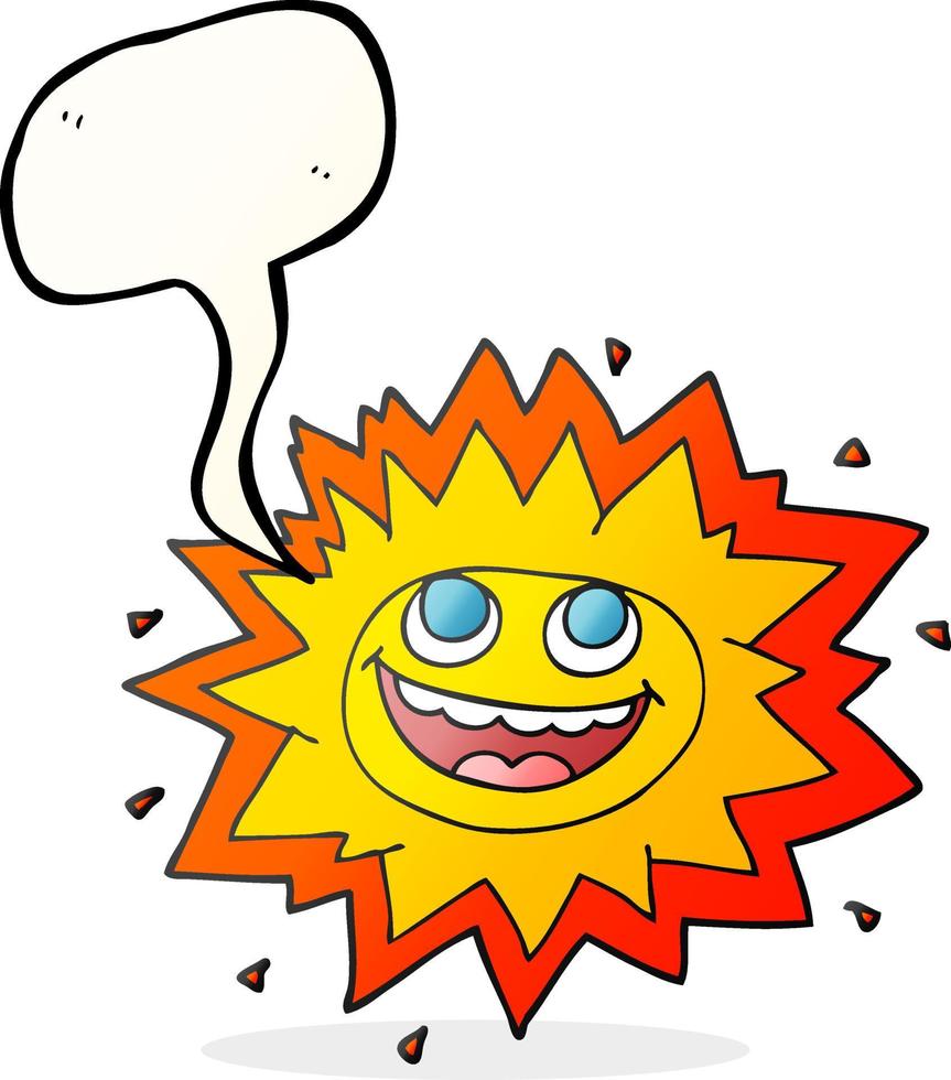 happy freehand drawn speech bubble cartoon sun vector