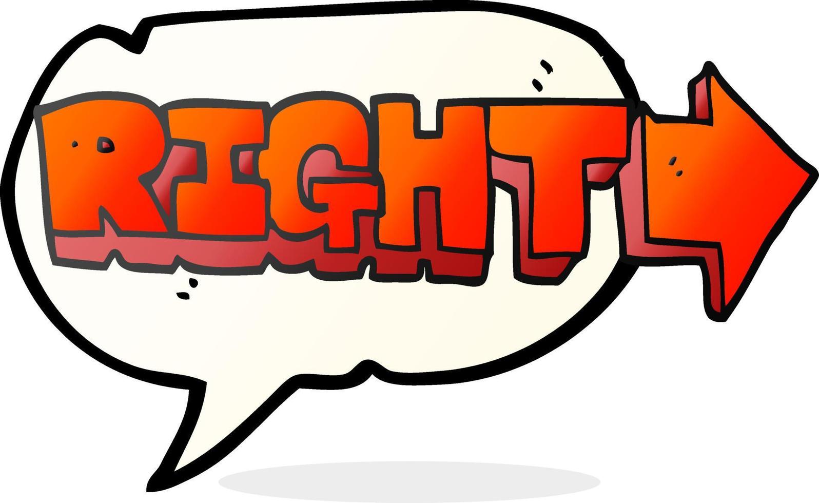 freehand drawn speech bubble cartoon right symbol vector