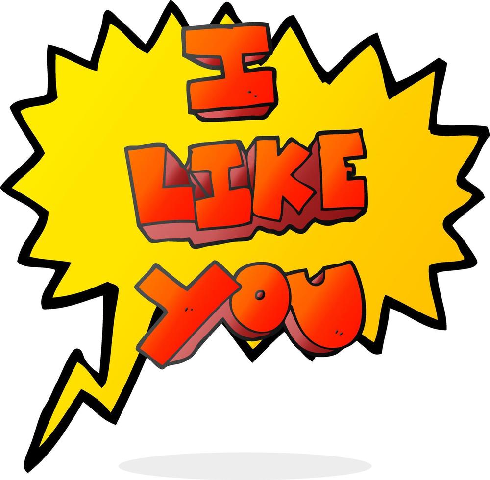 I like you freehand drawn speech bubble cartoon symbol vector