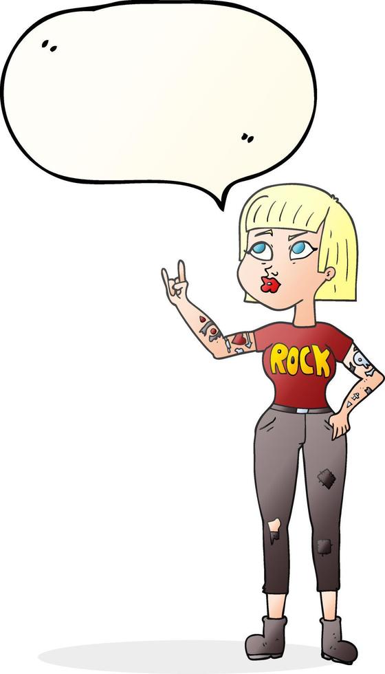 Discurso de burbuja dibujada a mano alzada cartoon rock girl vector