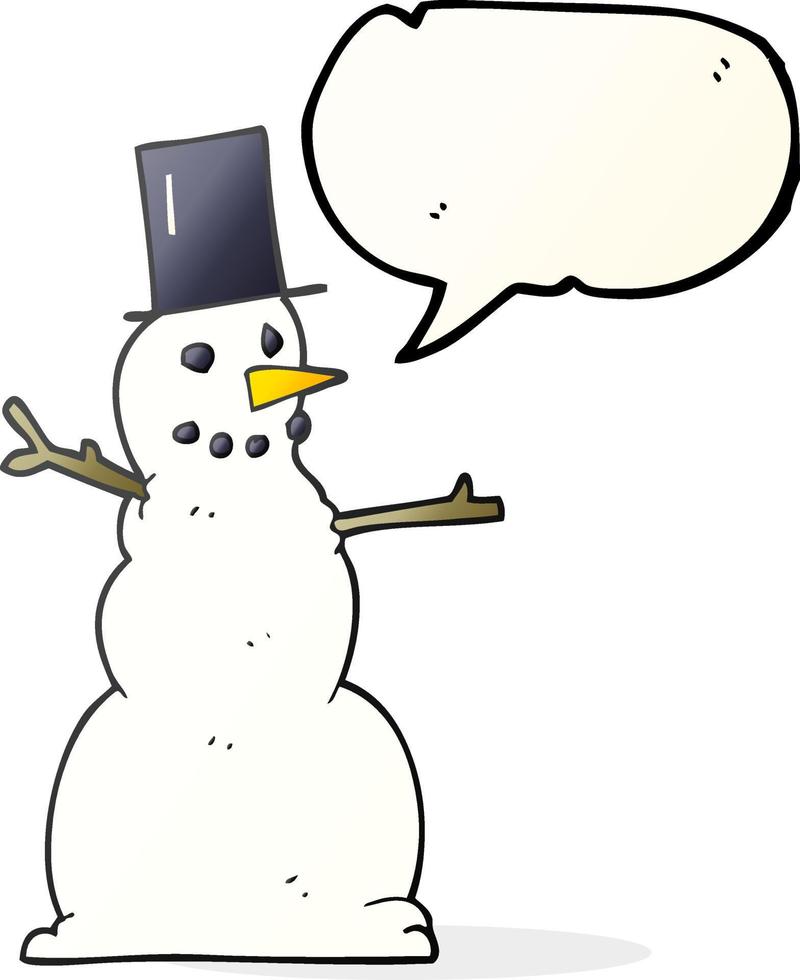 freehand drawn speech bubble cartoon snowman vector