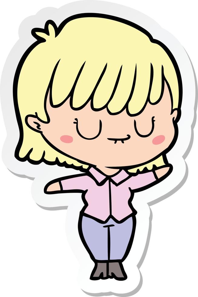 sticker of a cartoon woman vector