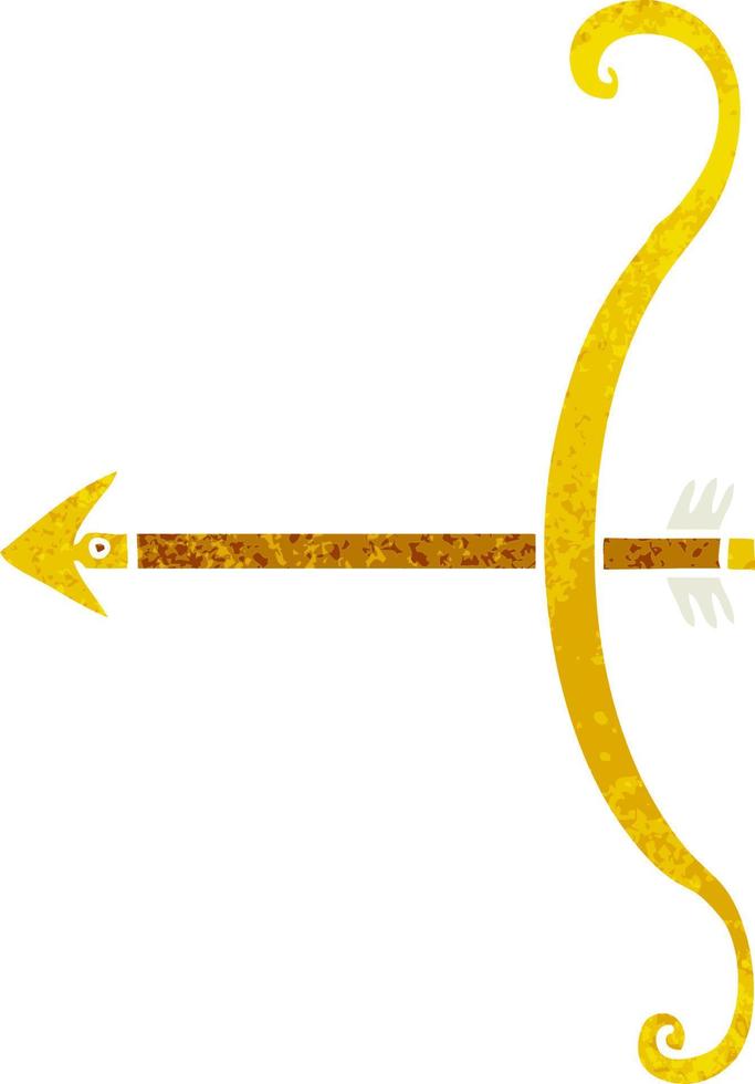 retro cartoon doodle of a bow and arrow vector